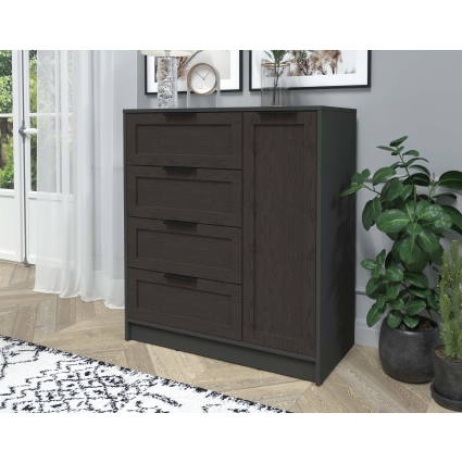 Тумба Тренд КТ-Т90 (Антрацит ЛДСП/ Дуб английский ЛМДФ) Ш900 В1020 Г451